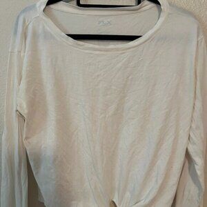 FLX Kohls workout flx white tie long shirt top